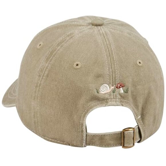 Stonewashed Cotton Baseball Cap Adjustable Fit Nature Inspired Mushroom Snail main image 6